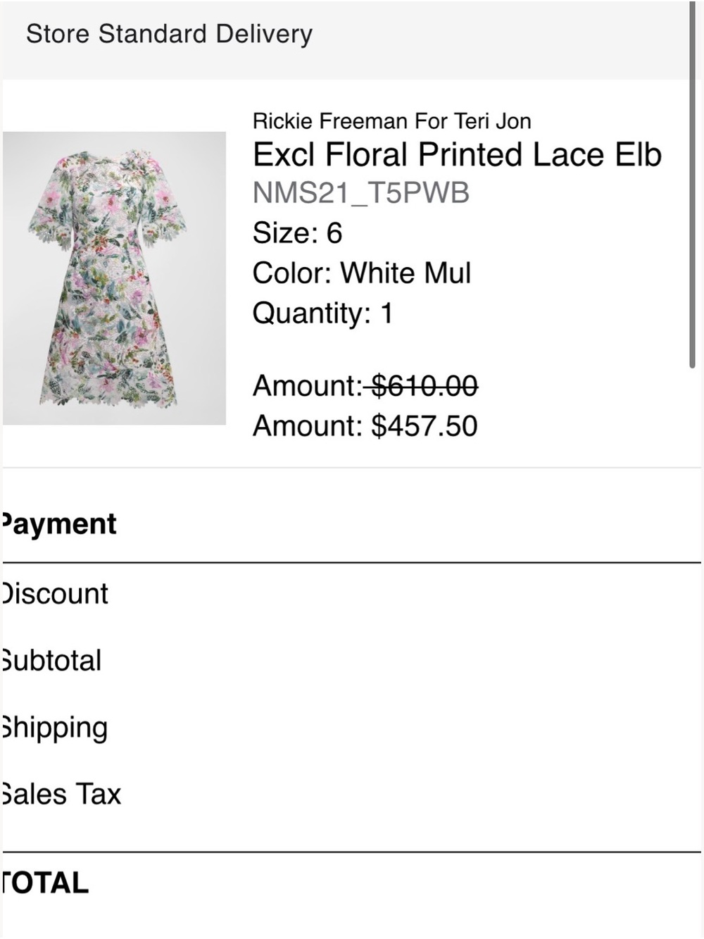 Rickie Freeman for Teri Jon White Lace Midi Dress with Pastel Floral Accents - Picture 5 of 5
